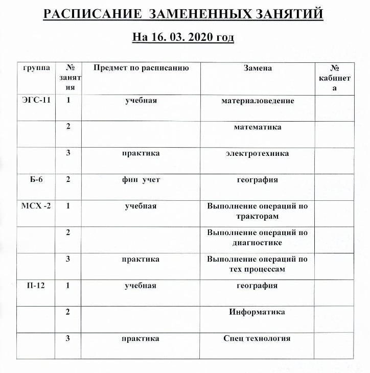 Расписание занятий