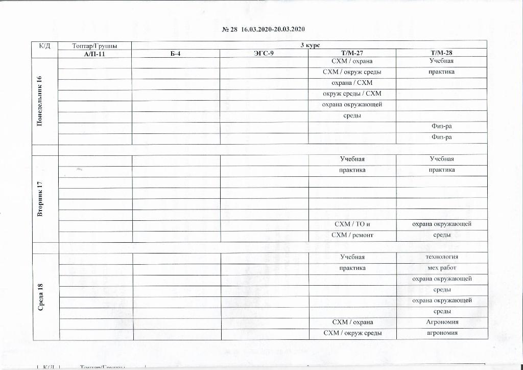 Расписание занятий